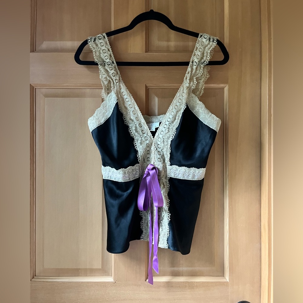 Miguelina silk and lace top